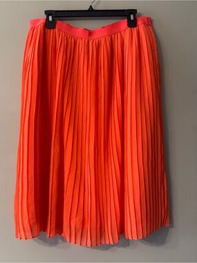 A New Day | Pleated Midi Skirt in Bright Orange | XL